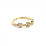 Load image into Gallery viewer, 14K Solid Gold Diamond Flowers Band Ring.