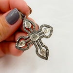 Load image into Gallery viewer, DP451. Diamond Sterling Silver Cross Pendant with Polki Diamond