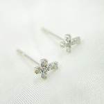 Load image into Gallery viewer, ER413908W. 14k Solid White Gold Diamond Cross Studs