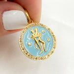 Load image into Gallery viewer, Buy Now Silver Round Gemini Zodiac Enamel Pendants