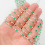 Load image into Gallery viewer, Buy Sterling Silver Green Color Enamel Chain