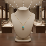 Load image into Gallery viewer, CP97140TQ15X7.5. 14k Solid Gold Diamond and Turquoise Fancy Rectangle Necklace