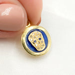 Load image into Gallery viewer, Sterling Silver Round Skull Enamel Charm