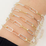 Load image into Gallery viewer, Silver Gold and Rose Plated Diamond Cut Paperclip Chain