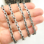 Load image into Gallery viewer, Z90OX. Oxidized Matt 925 Sterling Silver Rectangle Diamond Cut Heavy Cable