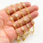 Load image into Gallery viewer, ETH11. Ethiopian Opal Oval Shape Bezel Gold Plated Wire Chain