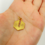 Load image into Gallery viewer, 14K Solid Gold Charm. Hexagonal Pendant with Diamonds. GDP209