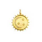 Load image into Gallery viewer, GDP17A. 14K Solid Gold with Diamonds Circle Shape Charm with Moon and Star in the Center