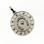 Load image into Gallery viewer, DP731. Diamond Sterling Silver Horseshoe Round Pendant