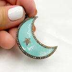 Load image into Gallery viewer, Shop Now Diamond Sterling Silver Moon Enamel Pendant