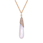 Load image into Gallery viewer, 14K Solid Gold Diamond and Pearl Dangle Drop Necklace