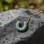 Load image into Gallery viewer, NFE72951TQ. 18K Solid Gold Turquoise Horseshoe Necklace