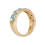 Load image into Gallery viewer, Gold Diamond and Turquoise Band Ring