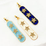 Load image into Gallery viewer, Diamond Sterling Silver Oval Stars Enamel Pendant