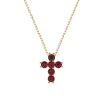 Load image into Gallery viewer, CP97251. 14k Solid Gold Gemstone Cross Necklace