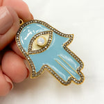 Load image into Gallery viewer, Silver Hamsa Pendant with Gemstone