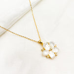Load image into Gallery viewer, Buy Now Solid Gold Diamond Mother of Pearl Flower Necklace