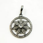 Load image into Gallery viewer, DP018. Diamond Silver Round Flower Pendant