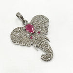 Load image into Gallery viewer, DP258. Diamond Sterling Silver Elephant Head Pendant with Gemstone
