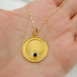 Load image into Gallery viewer, 14K Solid Gold Gemstone Circle Charm. GDP303