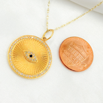 Load image into Gallery viewer, GDP307. 14K Solid Gold Circle with Evil Eye in the Center in Diamond and Gemstones