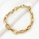 Load image into Gallery viewer, 14k Solid Yellow Hollow Gold Smooth and Flat Oval Link Bracelet