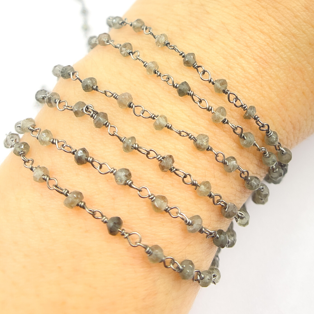 Black Moonstone Wire Chain. BMS4