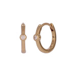 Load image into Gallery viewer, EHA57583. 14K Solid Yellow Gold Diamond Huggies Earrings
