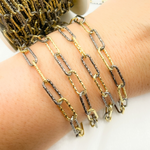 Load image into Gallery viewer, Gold Plated & Black Rhodium Sterling Silver Diamond Cut Paperclip Chains