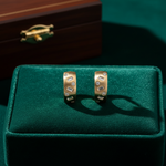 Load image into Gallery viewer, EHF57592. 14K Solid Yellow Matte Gold Diamond Hoop Earring