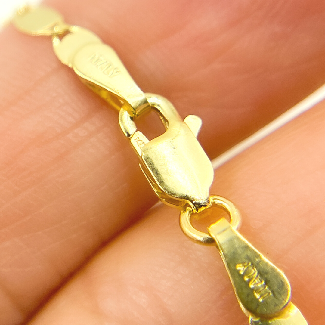 14K Solid Gold Diamond Cut Marina Chain