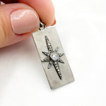 Load image into Gallery viewer, Diamond Sterling Silver Rectangle Star Pendant with Gemstone