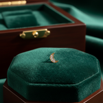 Load image into Gallery viewer, EFA53859. 14K Solid Gold and Diamonds Crescent Moon Studs
