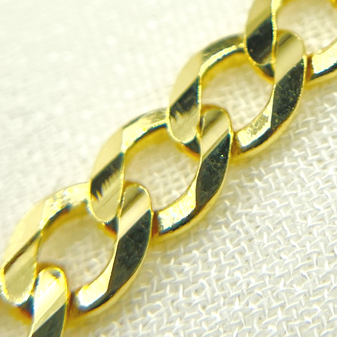 14K Solid Yellow Gold Flat Curb Chain by Foot