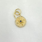 Load image into Gallery viewer, 14k Solid Gold Diamond and Blue Sapphire Compass Charm. GDP369
