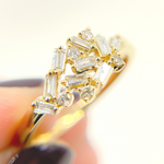 Load image into Gallery viewer, 14K Solid Yellow Gold Cluster Diamond Ring.