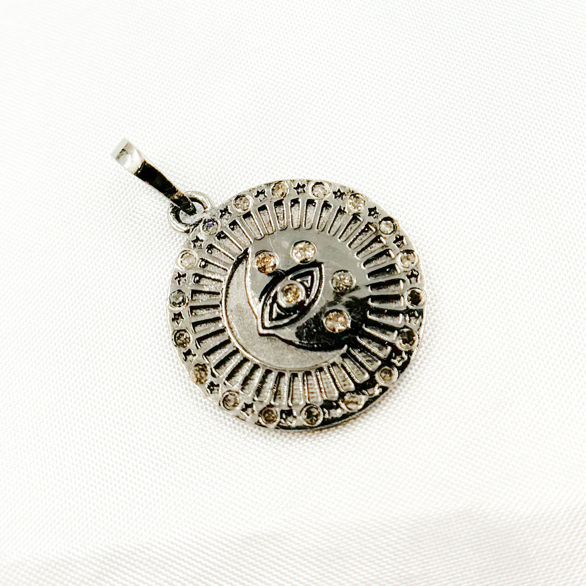 Diamond Sterling Silver Round Fancy Pendant