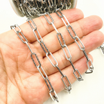 Load image into Gallery viewer, Black Rhodium and Sterling Silver Paperclip Diamond Cut & Smooth Link Chain