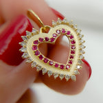 Load image into Gallery viewer, 14k Solid Gold Diamond Heart Charm