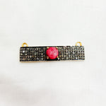 Load image into Gallery viewer, DC10. Silver Diamond and Gemstone Rectangle Connector