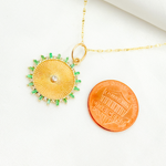 Load image into Gallery viewer, 14K Solid Gold Diamond Circle Charm with Gemstone. GDP449