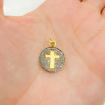Load image into Gallery viewer, DC326. Diamond Sterling Silver Round Cross Charm