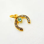 Load image into Gallery viewer, Silver Horseshoe Charm with Gemstone