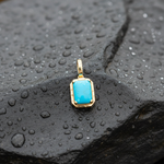 Load image into Gallery viewer, CMZ00366TQ8X6. 14K Solid Gold Rectangular-Shaped Turquoise Charm