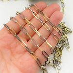 Load image into Gallery viewer, Shop Gold Plated & Black Rhodium Flat Paperclip Chain