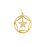 Load image into Gallery viewer, 14K Solid Gold Diamonds Circle Charm with Pending Star in the Center. GDP217