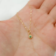14K Solid Gold Diamond Flower Charm