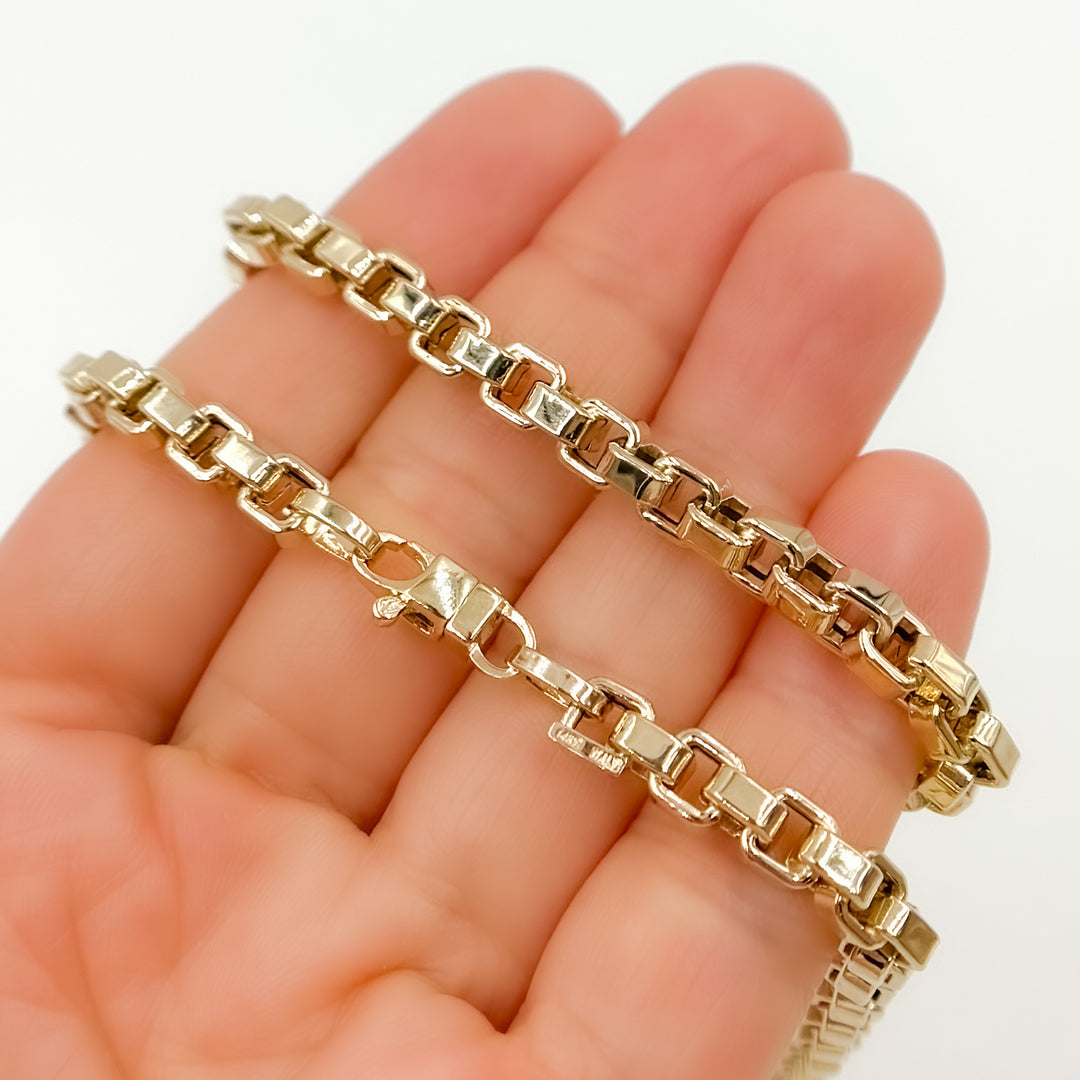 Buy  14K Solid Gold Hollow Box Link Necklace