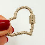 Load image into Gallery viewer, Diamond Sterling Silver Heart Carabiner Clasp