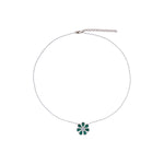 Load image into Gallery viewer, CN97250EM6X4. 18K Solid Gold Diamond and Emerald Flower Shape Necklace